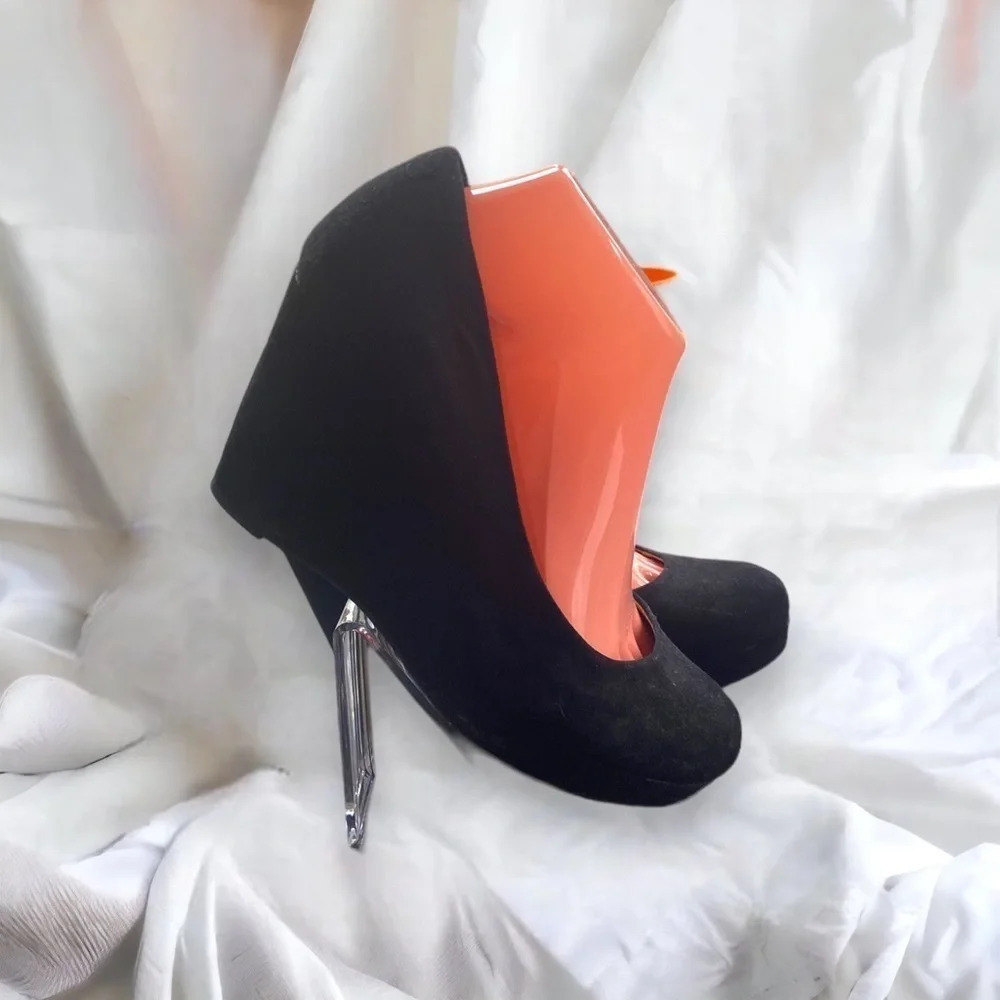 A.n.a wedge round toe suede heel size 8w